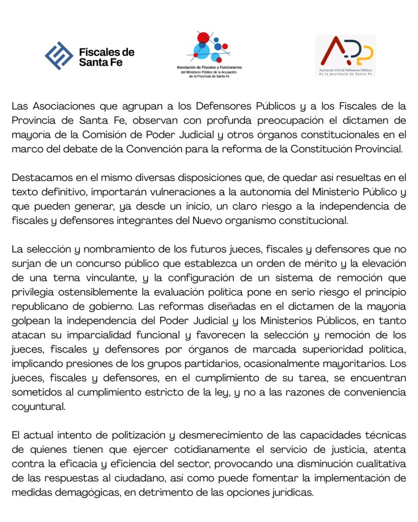 Preocupación sobre el dictamen de mayoría de la Comisión de Poder Judicial
