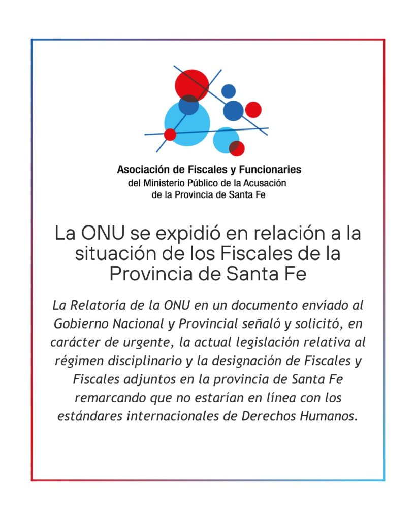 La ONU se expidió en relación a la situación de los Fiscales de la Provincia de Santa Fe